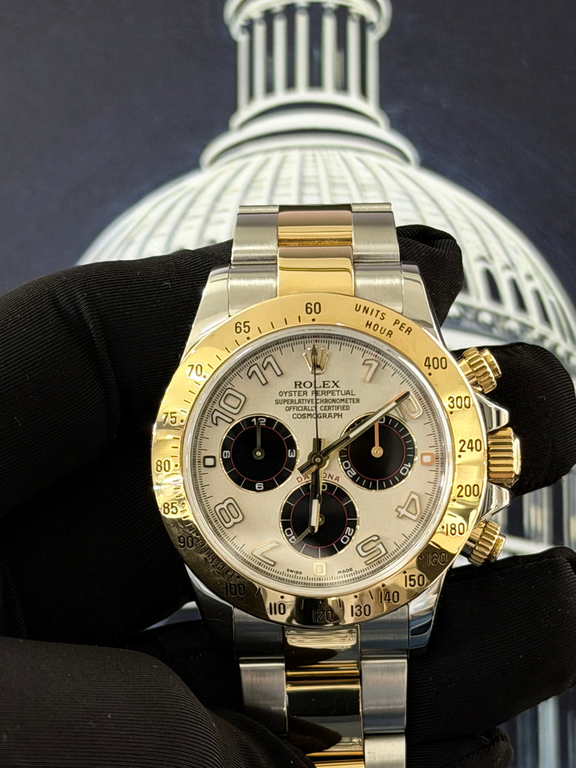 Rolex Cosmograph Daytona 116523 White Racing Dial Two-Tone – Pre-Owned